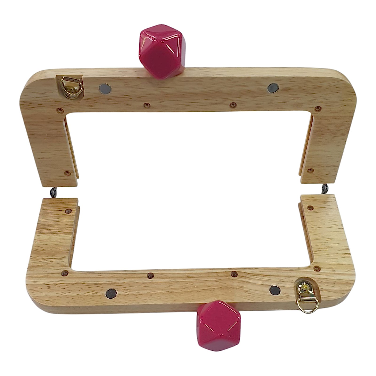 Ahşap Burs-03 [20cm Naturel-Fuşya]