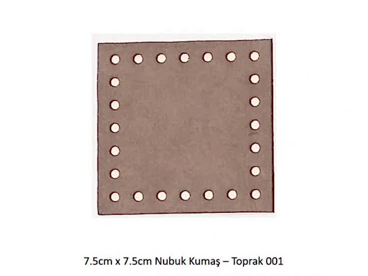 7.5cmx7.5cm ebatında hazır kesim nubuk kumaş