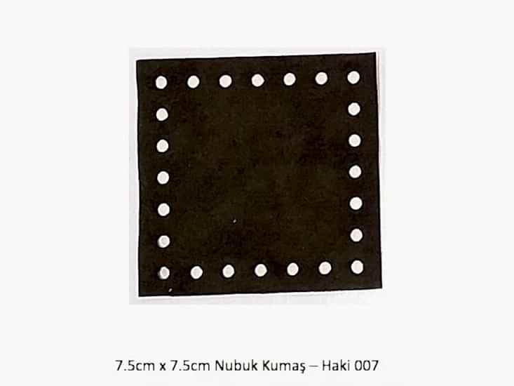 7.5cmx7.5cm ebatında hazır kesim nubuk kumaş