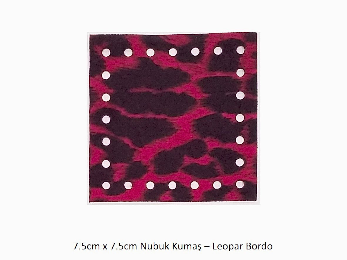 7.5x7.5 Nubuk Kumaş 802-Leopar Bordo